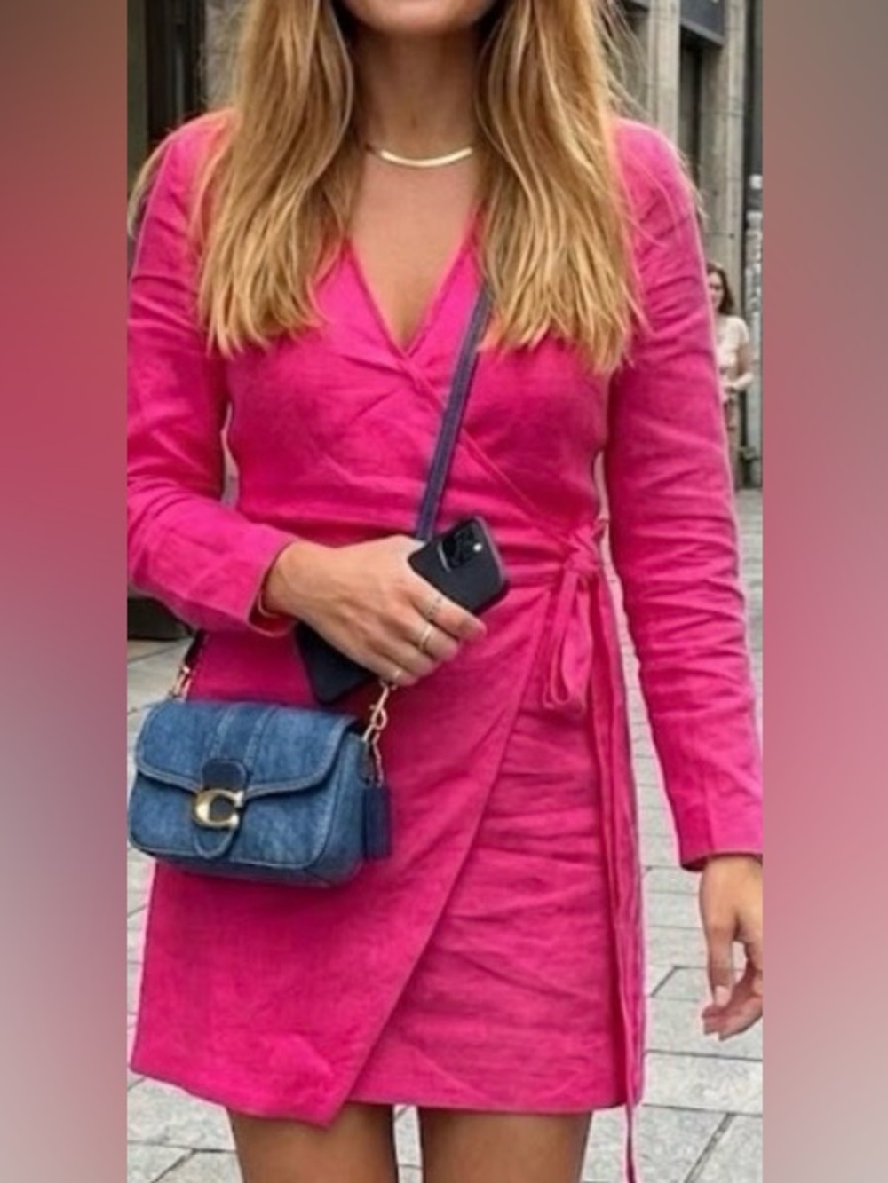 Linen Mango Wrap Mini Dress SzS